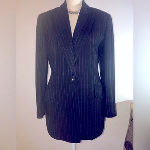 Emanual Ungaro blazer. Size 4p. Navy blue pinstripe.